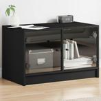 vidaXL Tv-meubel met glazen deuren 68x37x42 cm zwart, Huis en Inrichting, Kasten | Televisiemeubels, Verzenden, Nieuw, 50 tot 100 cm