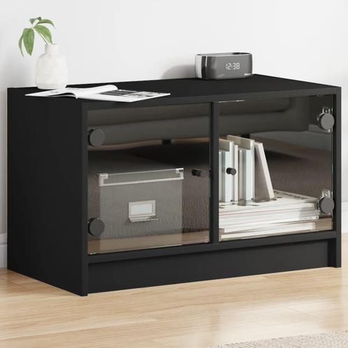 vidaXL Tv-meubel met glazen deuren 68x37x42 cm zwart, Huis en Inrichting, Kasten | Televisiemeubels, 25 tot 50 cm, Nieuw, Overige houtsoorten