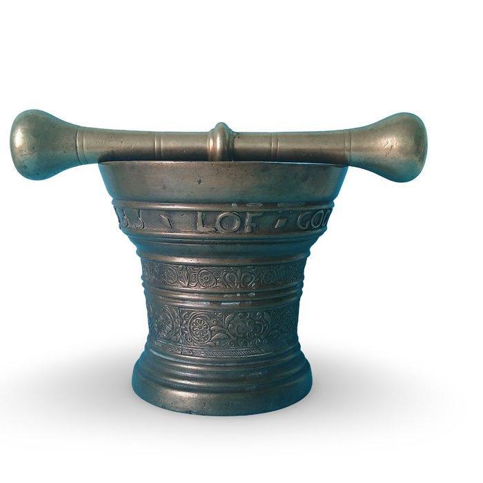 Vijzel (2) - Brons - Bronzen mortier 1633, Antiek en Kunst, Antiek | Overige Antiek