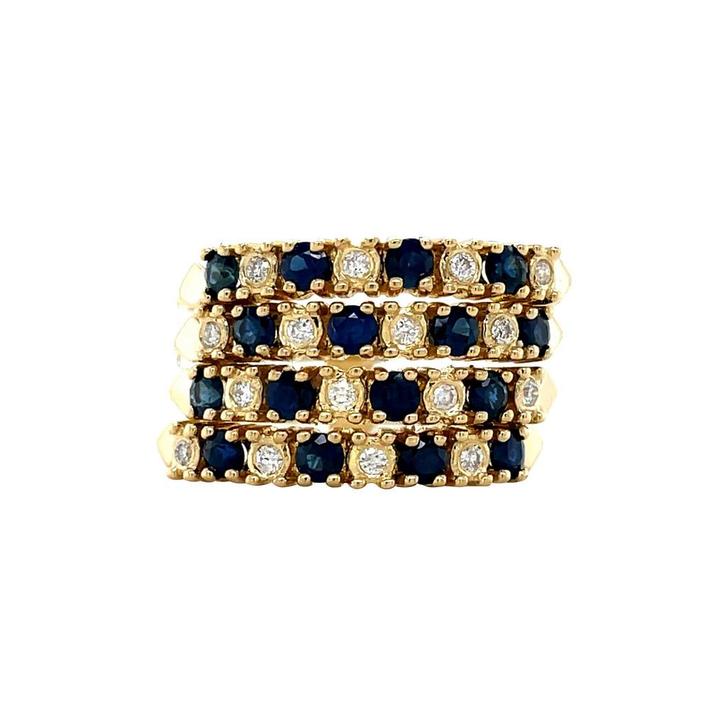 Gouden vintage ring met saffier en diamant 18 krt, Sieraden, Tassen en Uiterlijk, Ringen, Nieuw, Ophalen of Verzenden