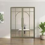 Dubbele stalen taatsdeur Olijfgroen 5 Vlaks rond Helder glas, Minder dan 80 cm, Overige typen, Nieuw, Metaal