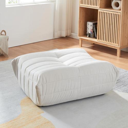 Voetenbank Kodsø 35x80x65 cm microvezel beige [en.casa], Huis en Inrichting, Stoelen, Verzenden