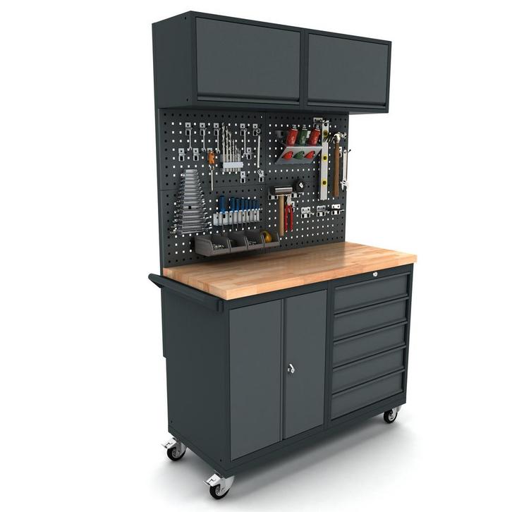 Verrijdbare werkbank 2 deuren 5 laden kast incl., Doe-het-zelf en Verbouw, Werkbanken, Nieuw, Verzenden