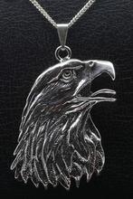 Zilveren Arend kop ketting hanger - XL gezwart, Verzenden, Nieuw