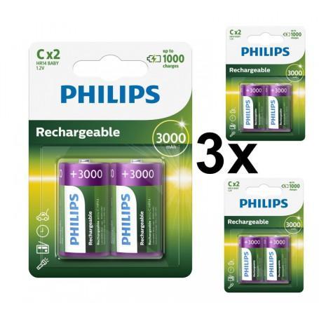 Philips MultiLife 1.2V C/HR14 3000mah NiMh oplaadbare bat..., Audio, Tv en Foto, Accu's en Batterijen, Nieuw, Verzenden