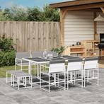 vidaXL 11-delige Tuinset met kussens textileen wit, Tuin en Terras, Verzenden, Meer dan 8 zitplaatsen, Nieuw, Rvs