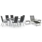 vidaXL 10-delige Tuinset zwart en zilverkleurig, Tuin en Terras, Verzenden, Tuinset, 7 zitplaatsen, Nieuw