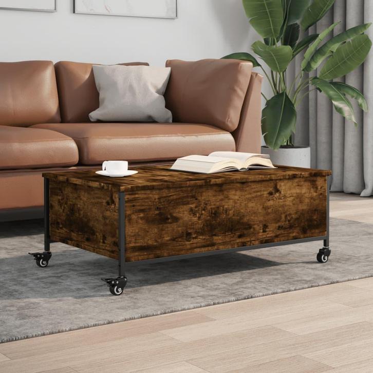 vidaXL Salontafel met wielen 91x55x34 cm bewerkt hout, Huis en Inrichting, Tafels | Salontafels, 50 tot 100 cm, Nieuw, Overige houtsoorten