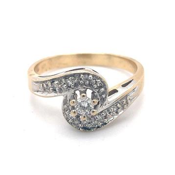 Ring - 14 karaat Geel goud -  0.20ct. tw. Diamant beschikbaar voor biedingen