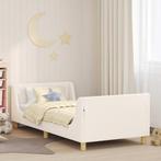 vidaXL Bedframe voor kinderen met hoofdbord Crème 90 x 200, Verzenden, Nieuw, Crème, Stof