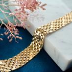 Vintage gouden panter schakel armband | 18,5 cm, Ophalen of Verzenden, Gebruikt, Overige kleuren, Goud