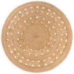 vidaXL Tapijt met ontwerp rond 210 cm gevlochten jute, Huis en Inrichting, Stoffering | Tapijten en Kleden, Verzenden, Nieuw, Beige