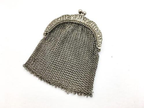 Zilveren beursje; Duitsland ca. 1900 (duinland, barok), Antiek en Kunst, Antiek | Goud en Zilver, Zilver, Ophalen of Verzenden