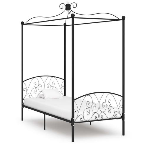 vidaXL Hemelbedframe metaal zwart 100x200 cm, Huis en Inrichting, Slaapkamer | Bedden, 100 cm, 200 cm, Zwart, Eenpersoons, Nieuw