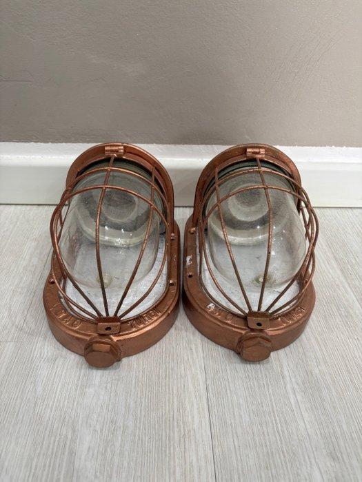 Plafondlamp (2) - Glas, Ghisa - 2 lampen Bag turgi, Antiek en Kunst, Antiek | Wandborden en Tegels