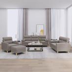 vidaXL 4-delige Loungeset met kussens stof taupe, Huis en Inrichting, Banken | Bankstellen, Verzenden, Nieuw, Vierpersoons of meer