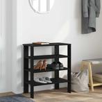 vidaXL Schoenenrek 61x32x70 cm bewerkt hout zwart, Verzenden, Nieuw