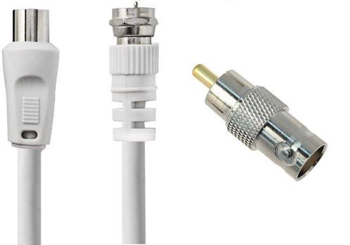 Nedis Coax Kabel 2 Meter-Wit Incl. RCA Opzetstuk (Diversen), Doe-het-zelf en Verbouw, Elektra en Kabels, Zo goed als nieuw, Ophalen of Verzenden