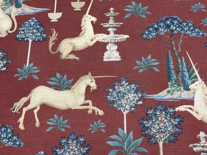 Il Giardino delle Chimere – Katoenen stof met eenhoorns en, Antiek en Kunst, Antiek | Kleden en Textiel