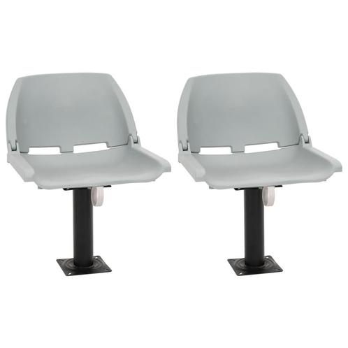 vidaXL 4-delige Bootstoelenset inklapbaar 48x51x41 cm grijs, Watersport en Boten, Bootonderdelen, Nieuw, Verzenden