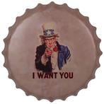 Bierdop/Kroonkurk Metaal - Uncle Sam - I Want You - 40cm NIE, Ophalen of Verzenden, Nieuw