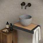 Toiletmeubel frame zwart plateau eiken inclusief waskom mini, Verzenden, Nieuw