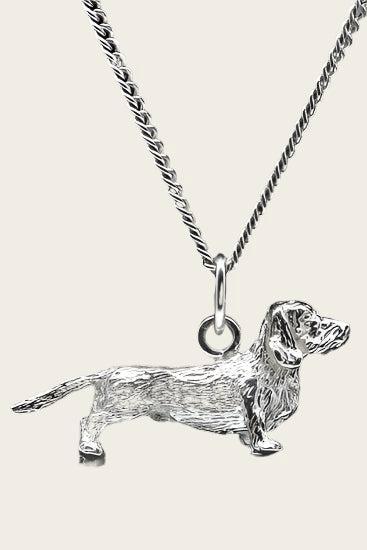 Zilveren Teckel ruwhaar ketting hanger - groot, Sieraden, Tassen en Uiterlijk, Kettinghangers, Nieuw, Verzenden