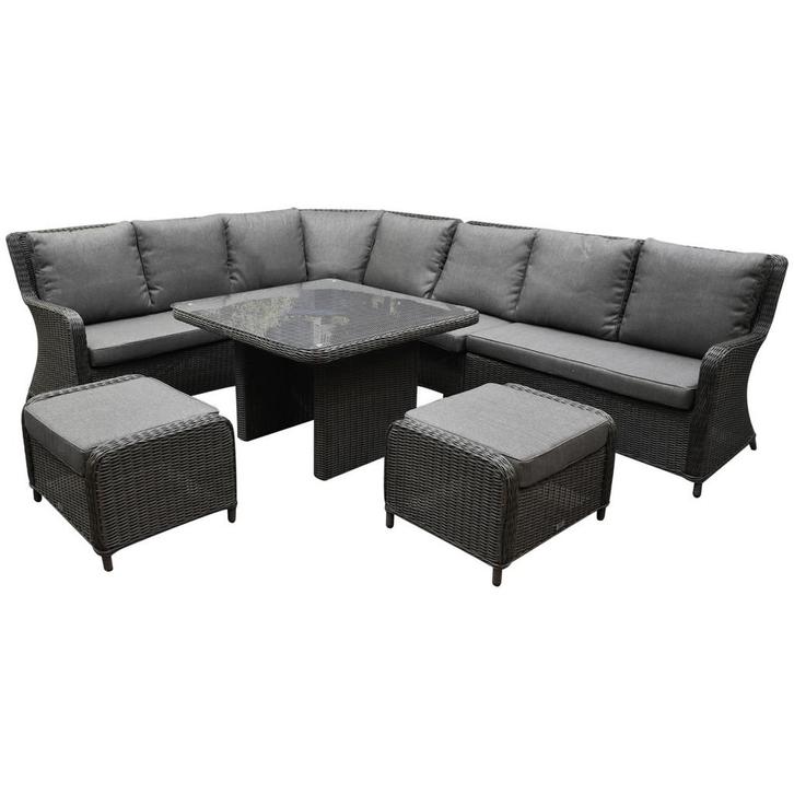 Bilbao premium dining hoekset 7 delig antraciet wicker, Tuin en Terras, Tuinsets en Loungesets, Nieuw, Wicker, Ophalen of Verzenden