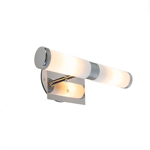 Moderne wandlamp chroom 2-lichts IP44 - Bath, Huis en Inrichting, Lampen | Wandlampen, Nieuw, Overige materialen
