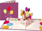 Vrolijke ballonnen uit een doosje pop-up kaart wenskaart, Verzenden, Nieuw