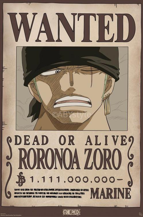 Poster One Piece Wanted Zoro Wano 61x91,5cm, Verzamelen, Posters, Nieuw, A1 t/m A3, Verzenden