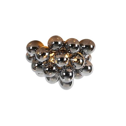 Design plafondlamp zwart met smoke glas 6-lichts - Uvas, Huis en Inrichting, Lampen | Plafondlampen, Nieuw, Glas