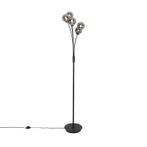 Moderne vloerlamp zwart 5-lichts met smoke glas - Athens, Huis en Inrichting, Lampen | Vloerlampen, Nieuw, Glas, Landelijk, 150 tot 200 cm