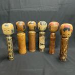 Set van 6 traditionele Japanse Kokeshi-poppen – Aomori &, Antiek en Kunst