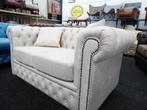 Creme / Ecru 2 Zits Soft Leer Chesterfield Bank  Nieuwstaat