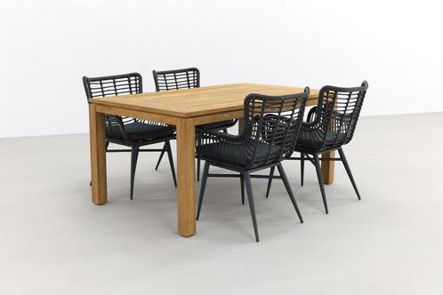 Jasmine black/Rome grey 170 cm. tuinset - 5-delig, Tuin en Terras, Tuinsets en Loungesets, Tuinset, Nieuw, Hout, Verzenden