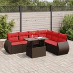 vidaXL 7-delige Loungeset met kussens poly rattan acacia, Tuin en Terras, Tuinsets en Loungesets, Verzenden, Nieuw, Rotan, Loungeset