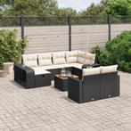vidaXL 11-delige Loungeset met kussens poly rattan zwart, Tuin en Terras, Tuinsets en Loungesets, Verzenden, Nieuw, Rotan, Loungeset
