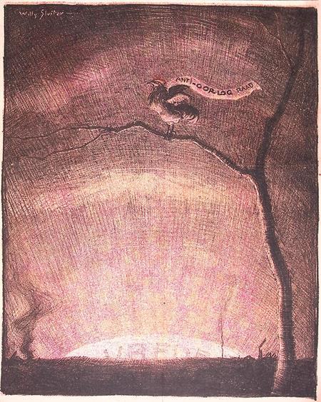 Opkomende zon als vrede in Europa op spotprent (lijst optie), Antiek en Kunst, Kunst | Litho's en Zeefdrukken, Verzenden