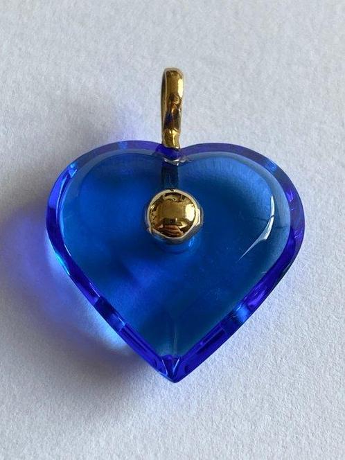 Baccarat - Saffierhart - 18 karaat (750) goud, kristal -, Antiek en Kunst, Antiek | Glas en Kristal