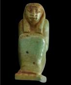 Oude Egypte, late periode Faience Amulet van zittende figuur, Antiek en Kunst