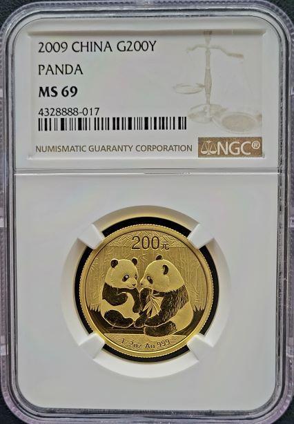 Gouden China Panda 1/2 oz 2009 MS69 NGC (POP 267/127), Postzegels en Munten, Munten | Azië, Oost-Azië, Losse munt, Goud, Verzenden