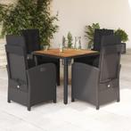 vidaXL 5-delige Tuinset met kussens poly rattan zwart, 4 zitplaatsen, Nieuw, Tuinset, Verzenden