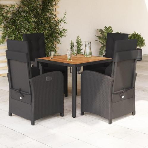 vidaXL 5-delige Tuinset met kussens poly rattan zwart, Tuin en Terras, Tuinsets en Loungesets, Tuinset, Nieuw, 4 zitplaatsen, Rotan