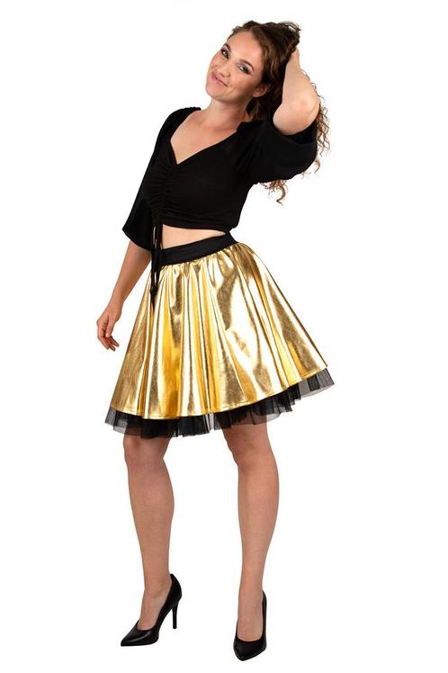 Cirkelrok Metallic Goud Dames, Kleding | Dames, Carnavalskleding en Feestkleding, Nieuw, Ophalen of Verzenden