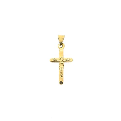 Gouden hanger van een kruis met corpus, Sieraden, Tassen en Uiterlijk, Bedels, Gebruikt, Overige merken, Goud, Ophalen of Verzenden