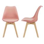 Eetkamerstoel Dubrovnik set van 2 kunstleer en beuken roze, Huis en Inrichting, Stoelen, Verzenden, Nieuw