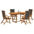 vidaXL 5-delige Tuinset massief acaciahout en textileen, Tuin en Terras, Tuinsets en Loungesets, 4 zitplaatsen, Nieuw, Tuinset
