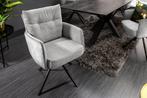 Draaistoel BIG GEORGE Grijs fluweel getextureerde stof, Ophalen of Verzenden, Nieuw