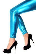 Legging Blauw Metallic M-L Blauwe Glitter Broek Oceaanblauw, Kleding | Dames, Nieuw, Carnaval, Maat 38/40 (M), Ophalen of Verzenden